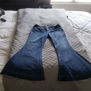 Peace love world bell bottom jeans